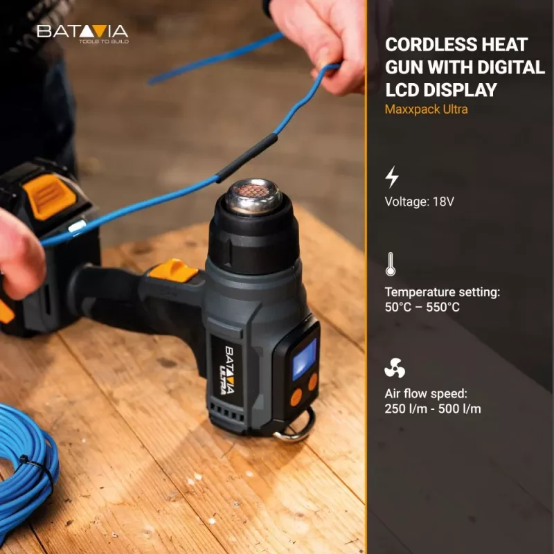 Cordless Heat Gun Batavia B.V. 18V with Digital LCD Display (battery and charger not included)