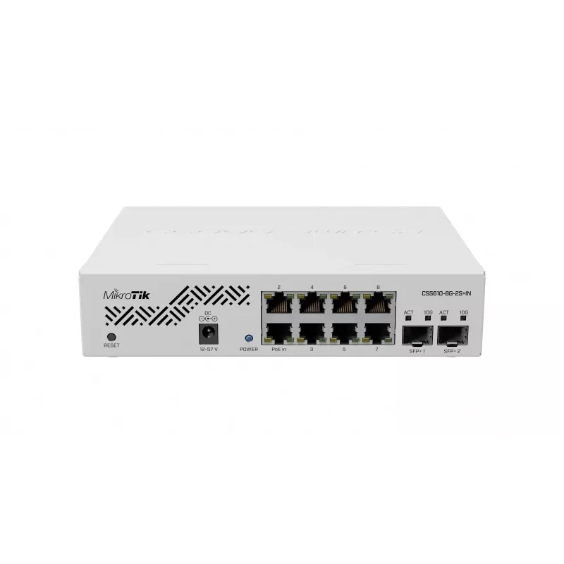 Network switch MikroTik CSS610-8G-2S+IN — 8x Gigabit RJ-45, 2x SFP+ 10G, PoE, 12–57V input
