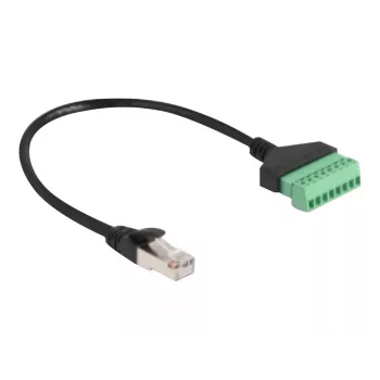 DeLOCK RJ45 Cable Cat.6 plug to Terminal Block Adapter 30 cm Black Green