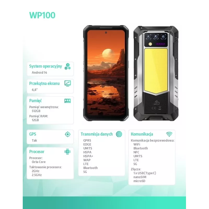 Smartphone Oukitel WP100 6.78 inch 12GB RAM 512GB Black