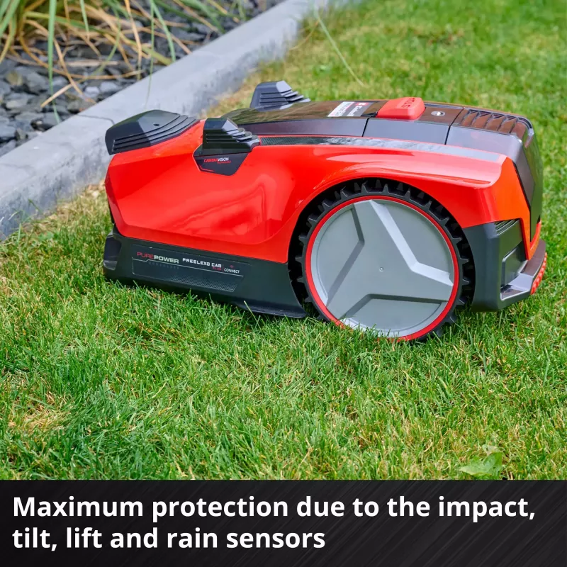 Power X-Change Robot Mower FREELEXO CAM PLUS 600 (Red/black, Li-Ion Battery Plus 4,0Ah, Camera + Sensor)