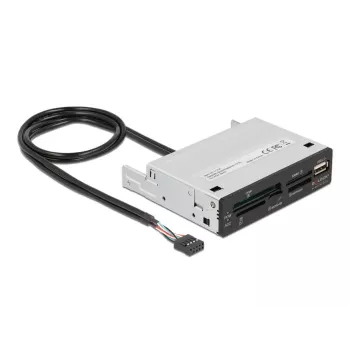 DeLOCK 91708 Card Reader USB 2.0 Internal Black Grey CF SD MicroSD