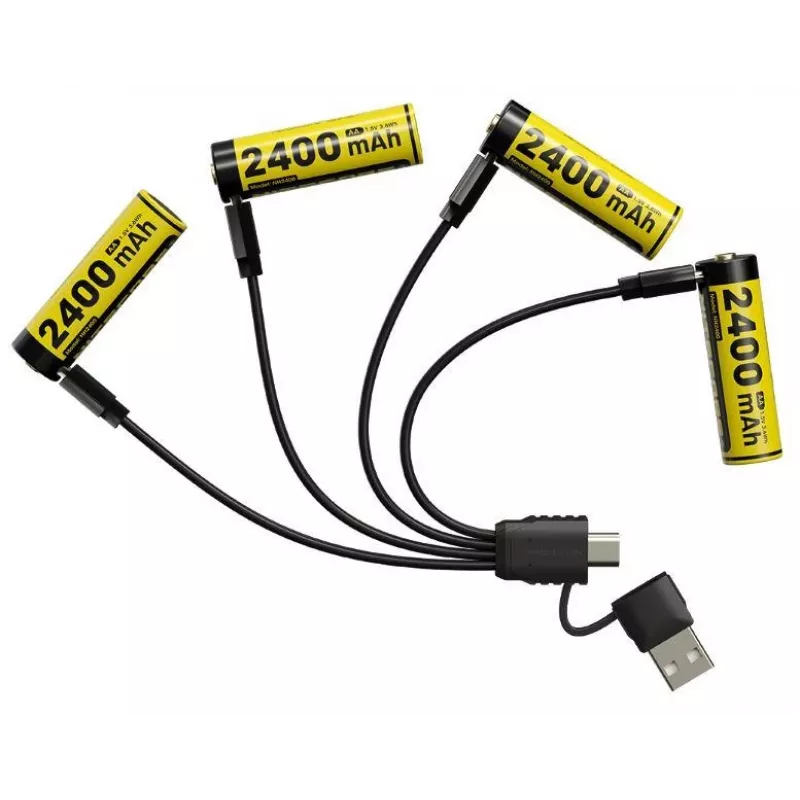 Rechargeable Li‑Ion AA 1.5V battery pack Nitecore NH2400 2400mAh — 4‑pack