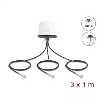 Antenna DELOCK 81472 4G MIMO Dualband WiFi 6 with 2 x SMA and 1 x RP‑SMA