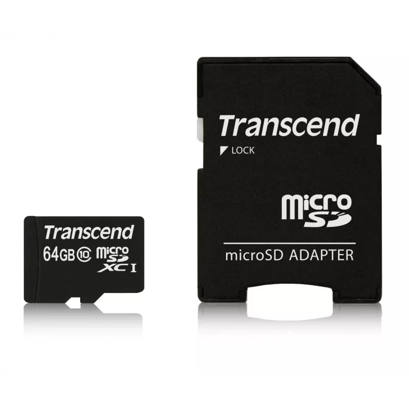 Flash Memory Transcend 64GB MicroSDXC Class 10 Adapter