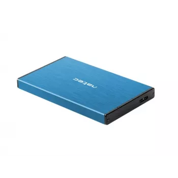 External HDD/SSD enclosure NATEC Rhino GO 2.5 inch — USB 3.0, SATA III, up to 4 TB, 9.5 mm, aluminium, blue