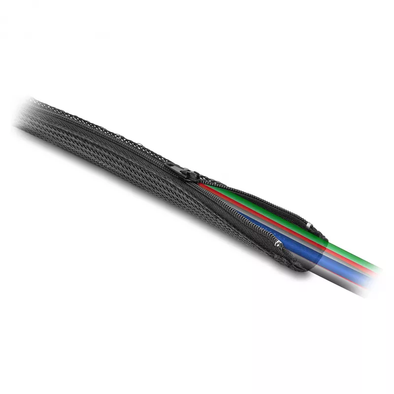 DeLOCK Braided Sleeve with zip fastener heat-resistant 5 m x 50 mm black