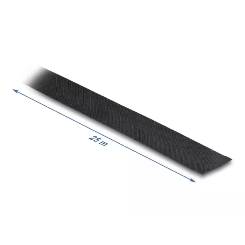 DeLOCK Cloth Tape 25 m x 25 mm tearable self-adhesive black