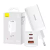 Wall charger Baseus GaN5 Pro 65W — USB + 2×USB-C (QC3.0, PD3.0) with 1m USB-C cable, white