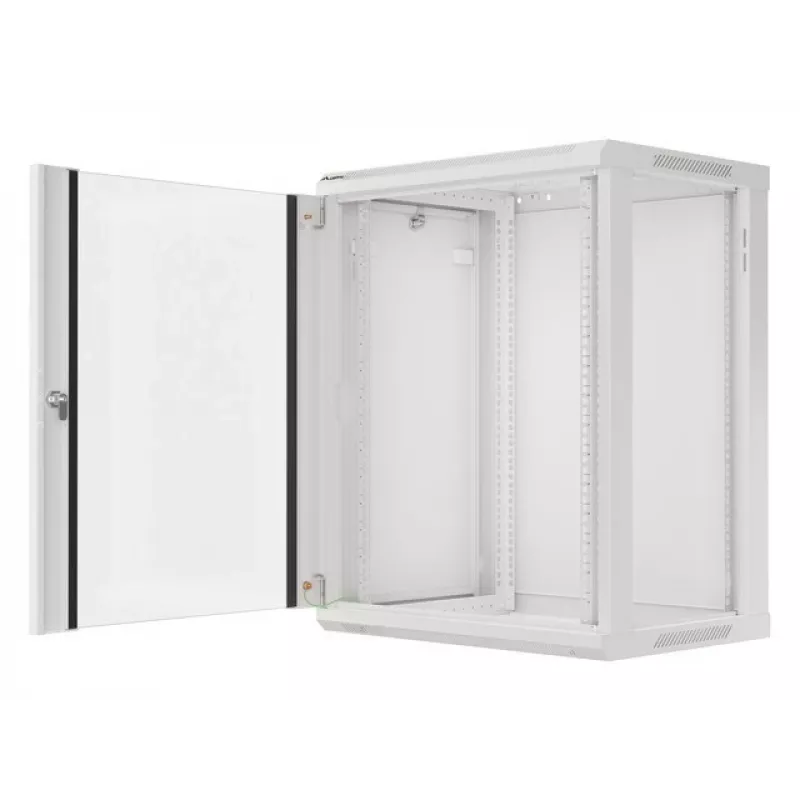Lanberg WF01-6415-10S 15U 19 inch Wall-Mount Rack Cabinet, 600x450mm, Grey, Tempered Glass Door, IP20, 60kg Load