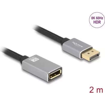 DeLOCK DisplayPort extension cable 8K 60 Hz 2 m grey metal without latch