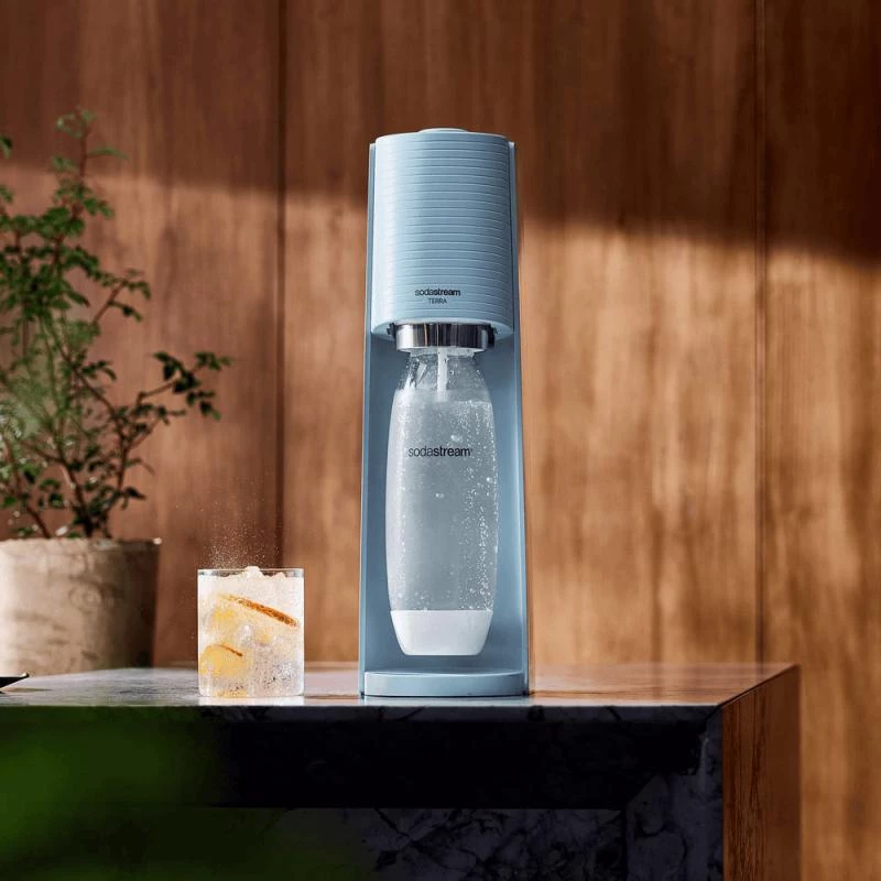 SodaStream Soda Maker Terra lightblue QC with CO2 & 1L PET bottle