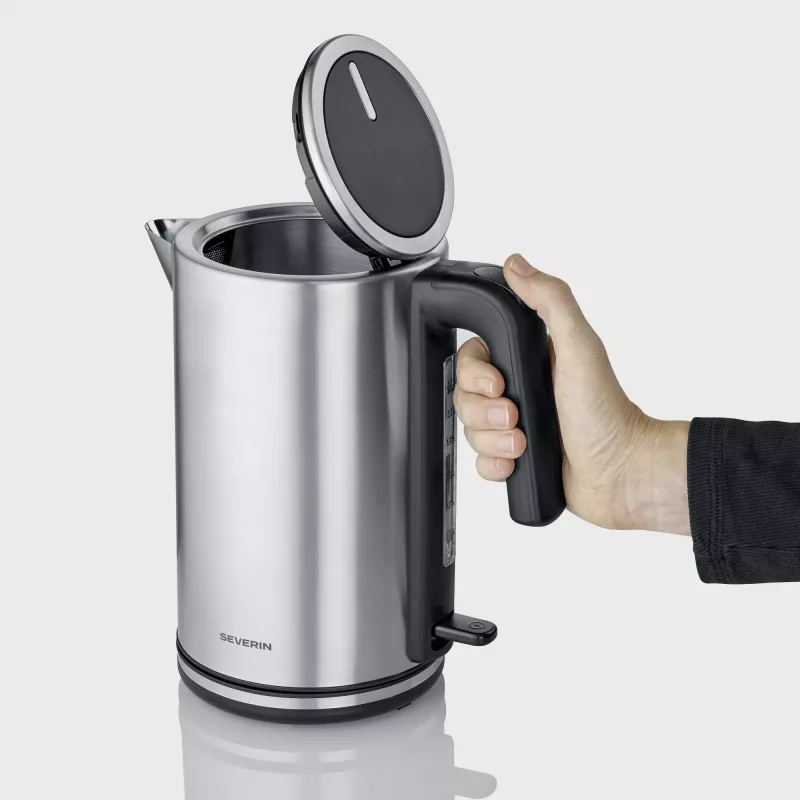Electric kettle SEVERIN WK 3449 — 1.7 L, 2400 W, stainless steel/plastic, black-silver