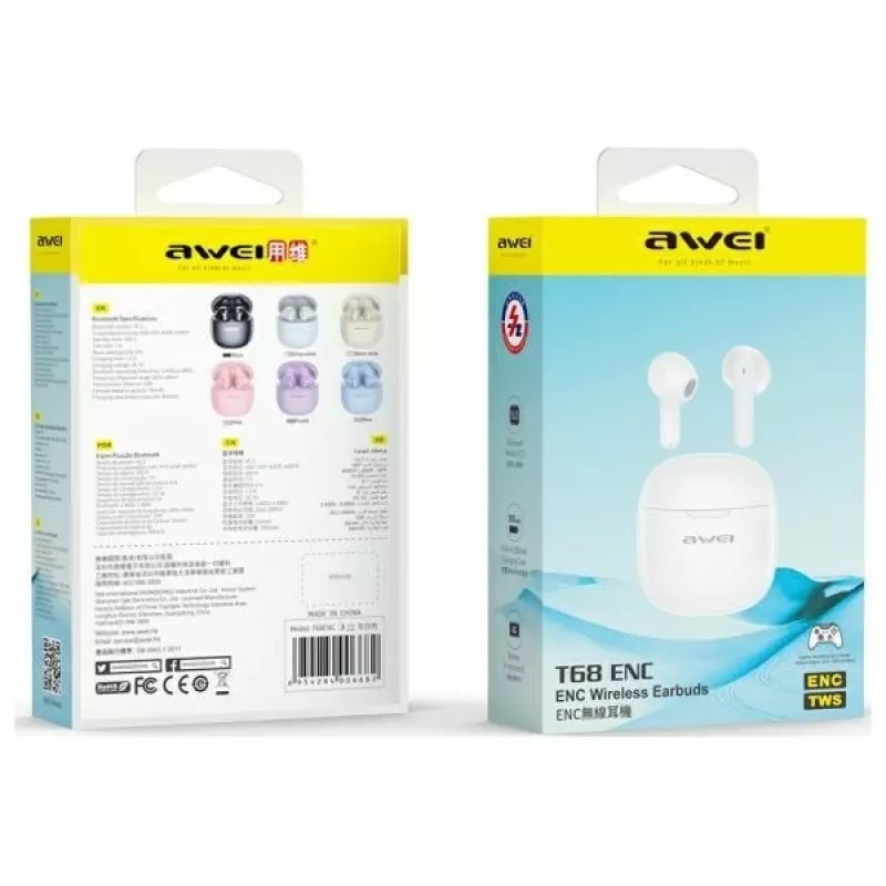 Bluetooth earphones 5.3 TWS ENC white