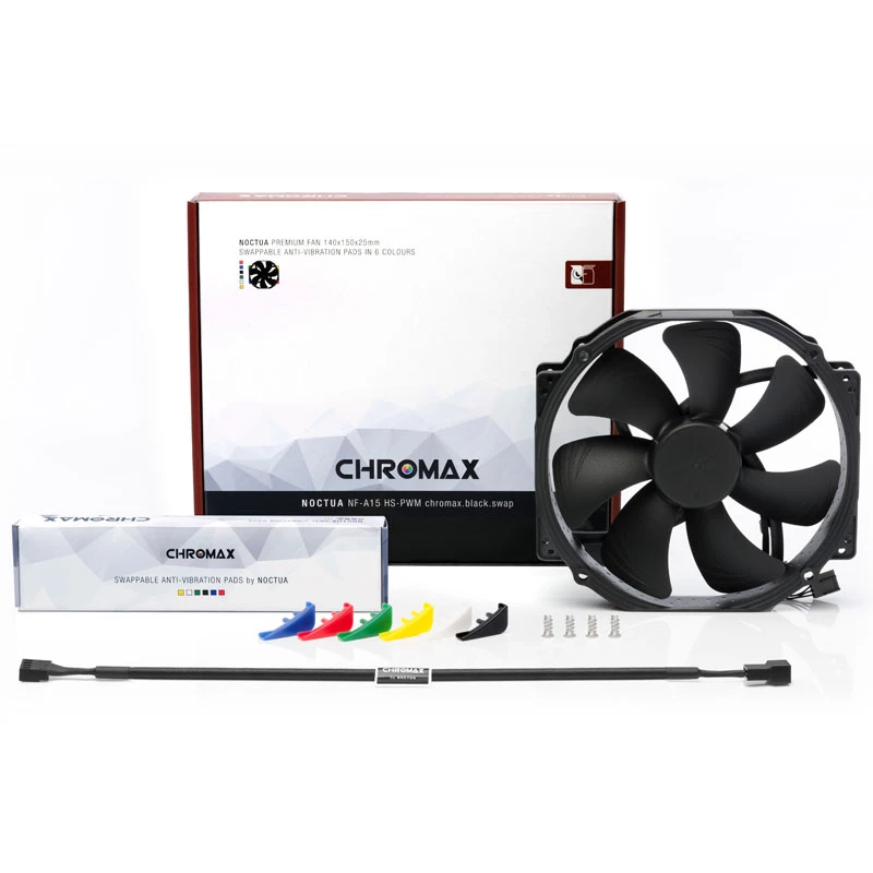 Computer case fan Noctua NF-A15 HS-PWM chromax.black.swap 150 mm, PWM, 300–1500 RPM, 140.2 m³/h, 24.6 dB