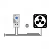 Thermostat DELOCK 66823, plastic housing IP20, 30 W, 250 V, 10 A, 43×60×33 mm, blue/grey