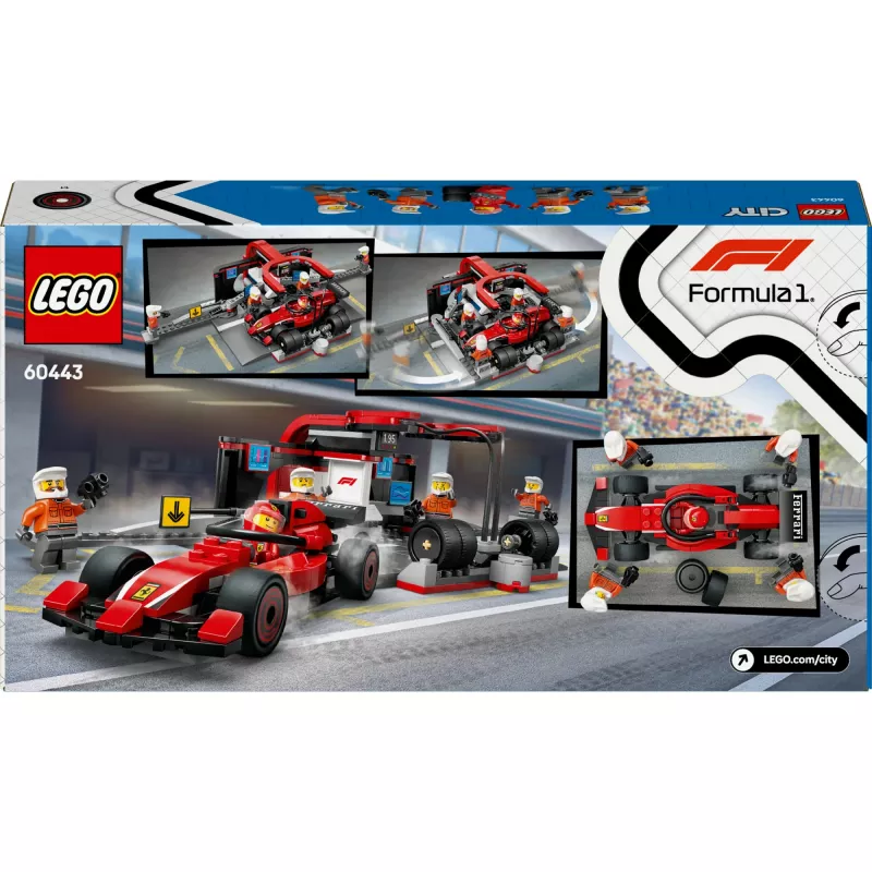 LEGO City F1 Pit Stop set 60443 — Ferrari F1 car, 322 pieces, 5 minifigures, age 6+