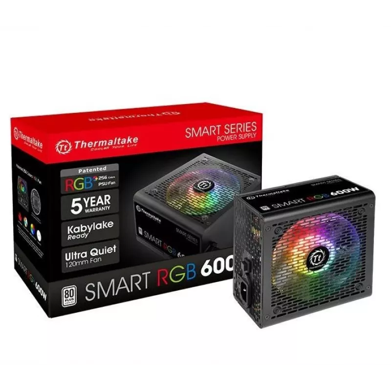 Thermaltake SMART RGB PS-SPR-0600NHSAWE-1 - Power Supply (Internal) - ATX12V 2.3 - 80 PLUS - AC 230 V - 600 Watt - active PFC - Black
