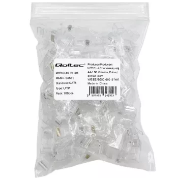 Modular RJ45 connector QOLTEC 54552 CAT6 UTP, pack of 100