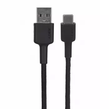 USB A to USB-C cable AUKEY CB-CD30 0.9 m — Black, braided, USB PD 3.0, 0.48 Gbit/s