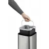 Trash Can Durable NO TOUCH 6L Rectangular Stainless Steel Silver Black