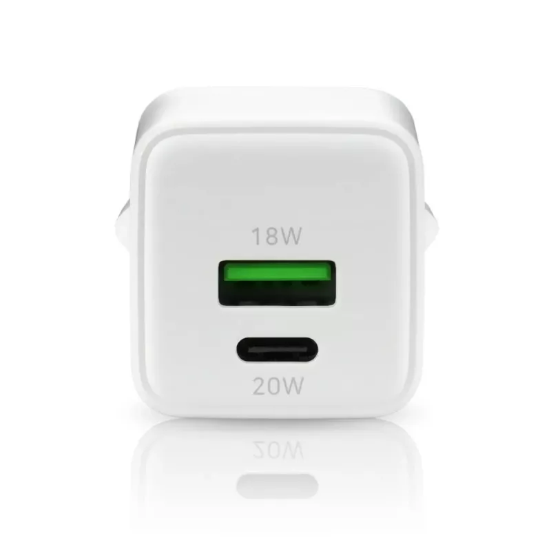 Wall charger everActive SC-330Q with 1x USB-A and 1x USB-C ports, 20W, white