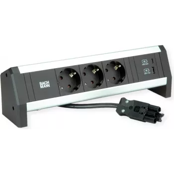 BACHMANN Desk1 3x Grounded Plug, USB-Charger, GST18 0,2m