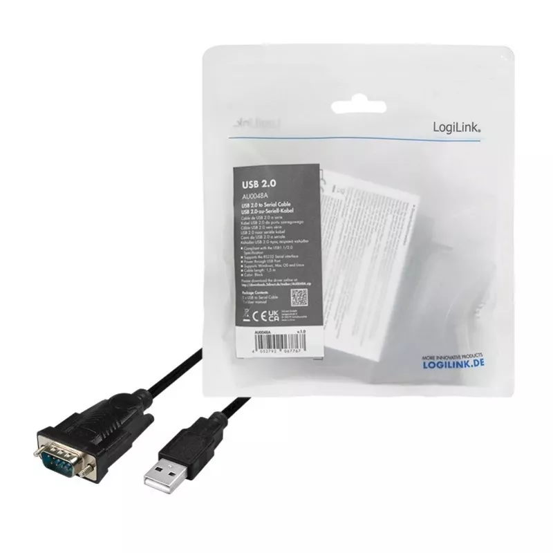 LogiLink AU0048A Serial Cable Black 1.5 m USB A DB-9