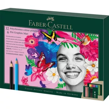 Oil-based pencil Faber-Castell Polychromos & Pitt Graphite Matt Set 38 pc Multicolour