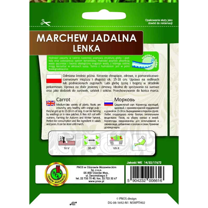 Seed tape Apte Marchew LENKA 6 m — carrot seed strip for sowing