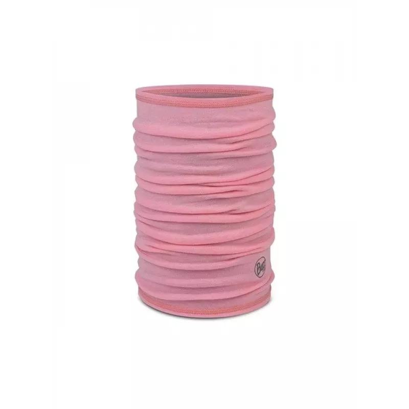 Multifunctional Kids Bandana Buff Merino Lightweight – solid rose pink, seamless merino wool headwear for children