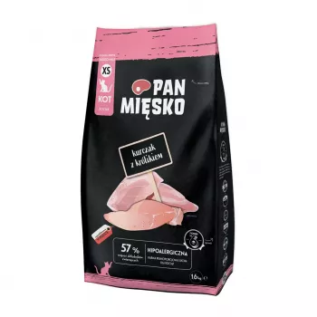 Dry cat food Pan Miesko Chicken with Rabbit XS 1.6 kg — Small Bites, for Junior Cats, 39% Protein
