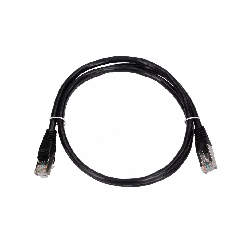 LAN patchcord Extralink Cat5e FTP 1 m, F/UTP shielded, RJ-45 to RJ-45, black