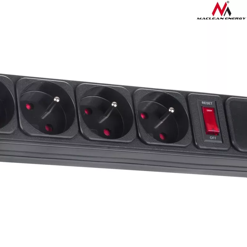 Power Extension Maclean MCE219 1.5m 5 AC Outlets Indoor Black