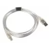 USB 2.0 cable LANBERG CA-USBA-12CC-0018-TR, USB A (male) to USB B (male), 1.8 m, transparent