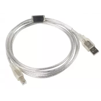 USB 2.0 cable LANBERG CA-USBA-12CC-0018-TR, USB A (male) to USB B (male), 1.8 m, transparent