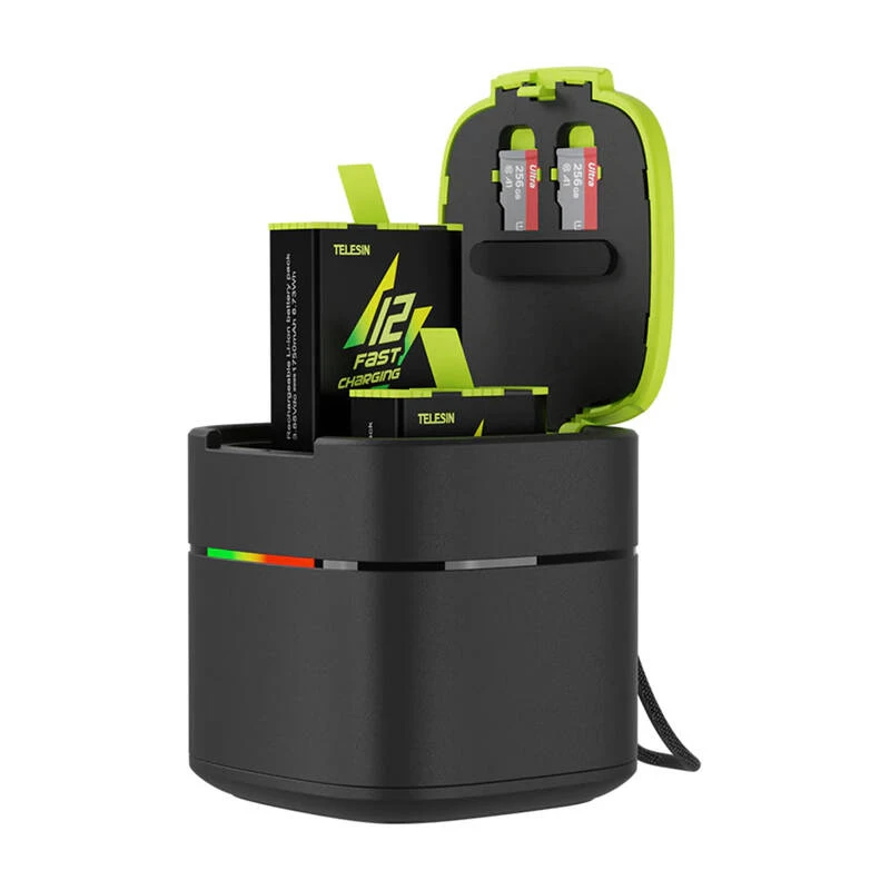 Dual-channel charger Telesin FCC-001 for GoPro Hero 12/11/10/9 — fast charging, dual battery slots