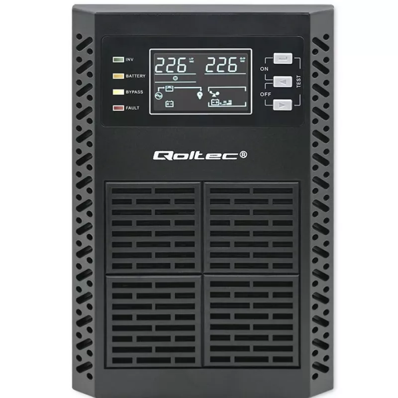 Qoltec Uninterruptible Power Supply (UPS) | 1kVA | 1000W | Power Factor 1.0 | LCD | EPO | USB | Online