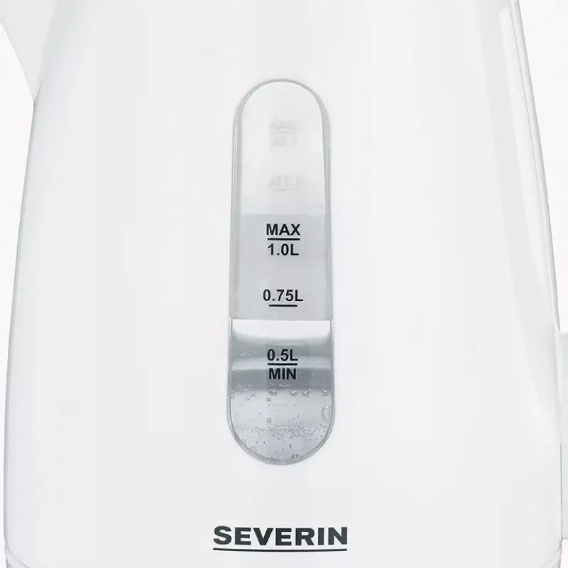 Electric kettle SEVERIN 1 L 2200 W white — cordless, 360° base, concealed heating element