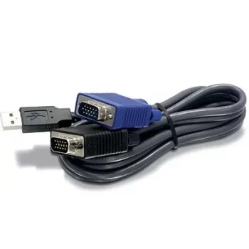 TRENDnet TK CU10 - Keyboard- / Video- / Mouse- (KVM-) Cable - USB Type A, 4-pin, HD-15 (M) - HD-15 (M) - 3,1m - Black (TK-CU10)