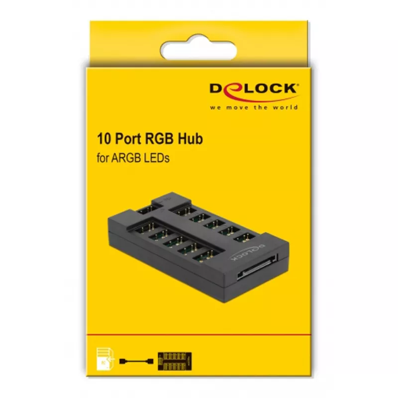 Delock - RGB LED light hub - 10 ports - Black (64128)