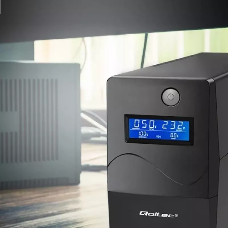 Qoltec Monolith uninterruptible power supply (UPS) Double-conversion (Online) 1 kVA 600 W 2 AC outlet(s)