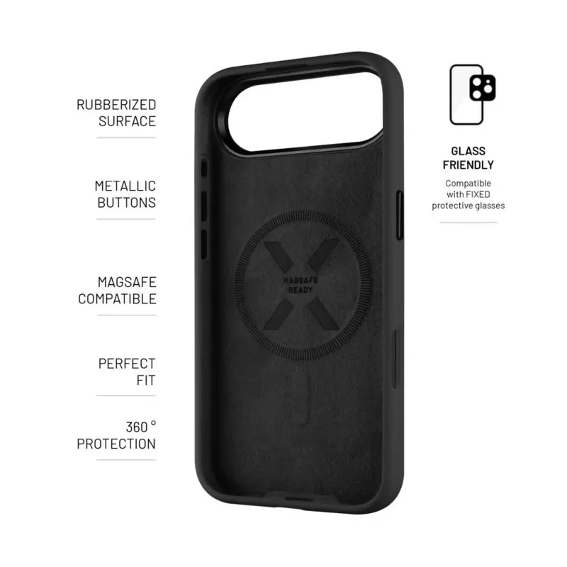 Phone back cover FIXED MagFlow for Apple iPhone Air, liquid silicone, black