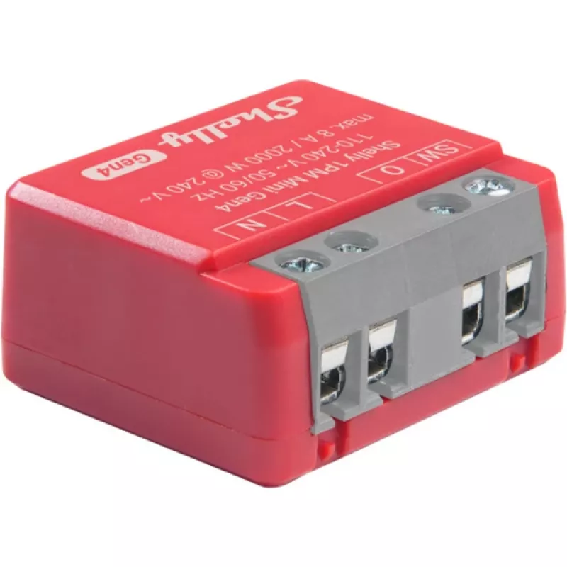 Shelly 1PM Mini Gen4 2-pack — Shelly Wi-Fi smart relay with power metering, compact DIN/module form