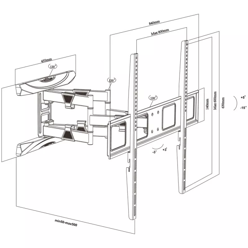 TV wall mount MACLEAN MC-423 for 43–100 inch screens, load capacity 80 kg