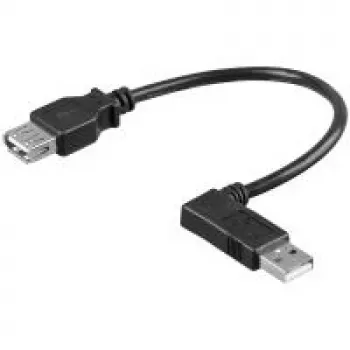 Wentronic Goobay USB 2.0 Hi-Speed Extension Cable, Black, 0.3 m - USB 2.0-Socket (Type A) > USB 2.0-Plug (Type A) 90° (95705)