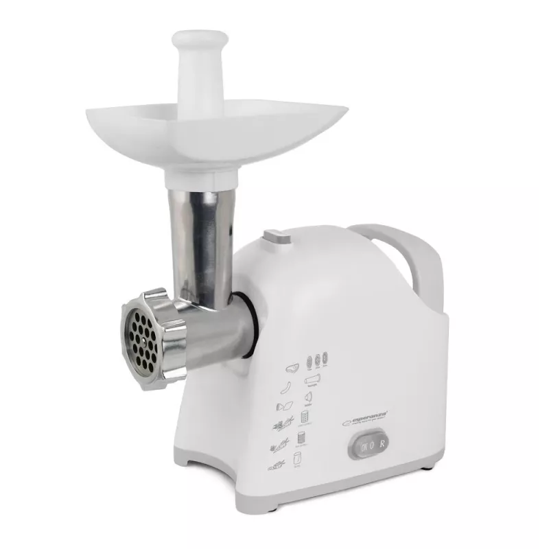 Meat grinder ESPERANZA EKM033, 2200 W, white, stainless steel blade, reverse, sausage horn, kebbe maker