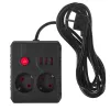 Power strip MACLEAN MCE388 B — 2 AC sockets, 3×USB A, 110–120V 50/60Hz, 2500W, 3 m cable, black