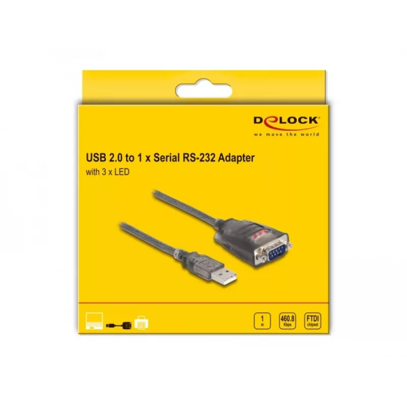 DeLOCK 61400 cable gender changer USB A RS-232 Black