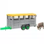 Livestock trailer with 1 cow model accessory, BRUDER, scale 1:16, plastic, green/grey